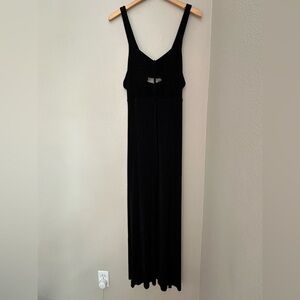 Free People Black Hypnotized Knit Black Maxi Dress Strappy Cutout Size L, Boho